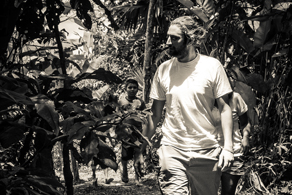 Anton walking through the jungle